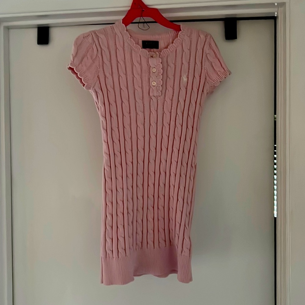 Young girls pink sweater dress